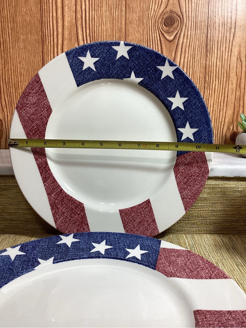 Royal Stafford Fine Earthenware Patriotic Stars & Stripes Dinner 11” Plates - Picture 2 of 5